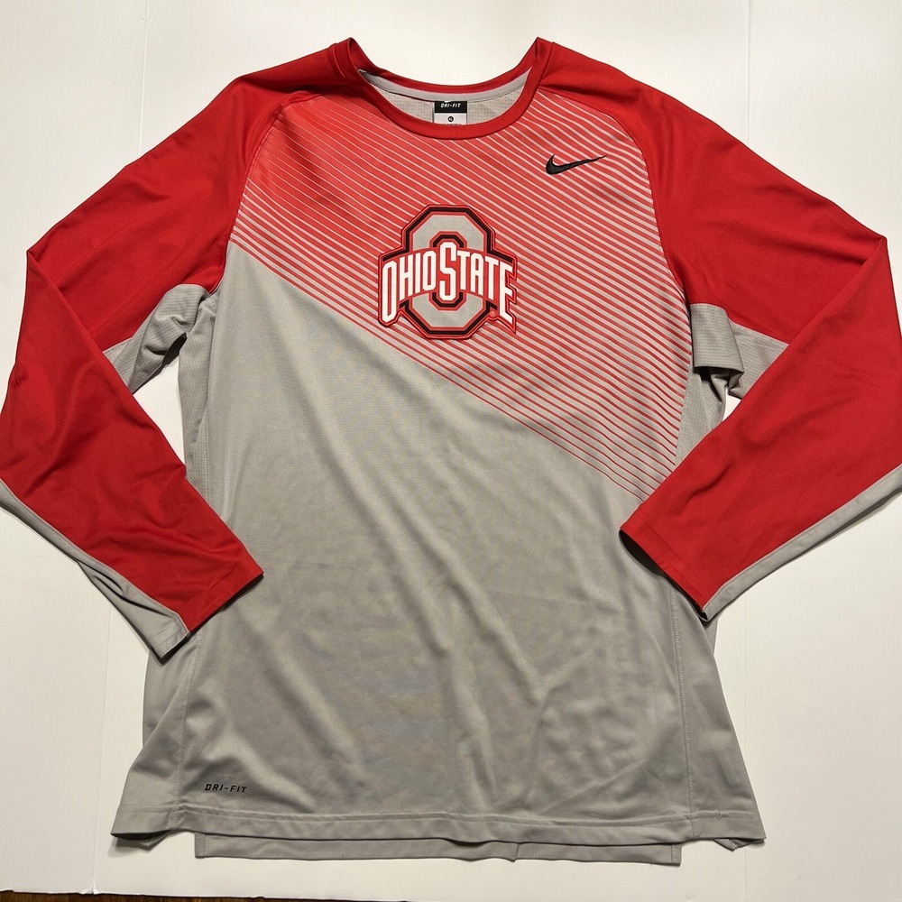 Nike Elite Ohio State Buckeyes Shirt Warm Up Basketball Size XL Dri Fit Stitched